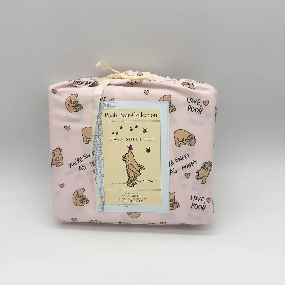 Classic Winnie the Pooh Pink TWIN Sheet Set Love Sweet As Hunny NEW